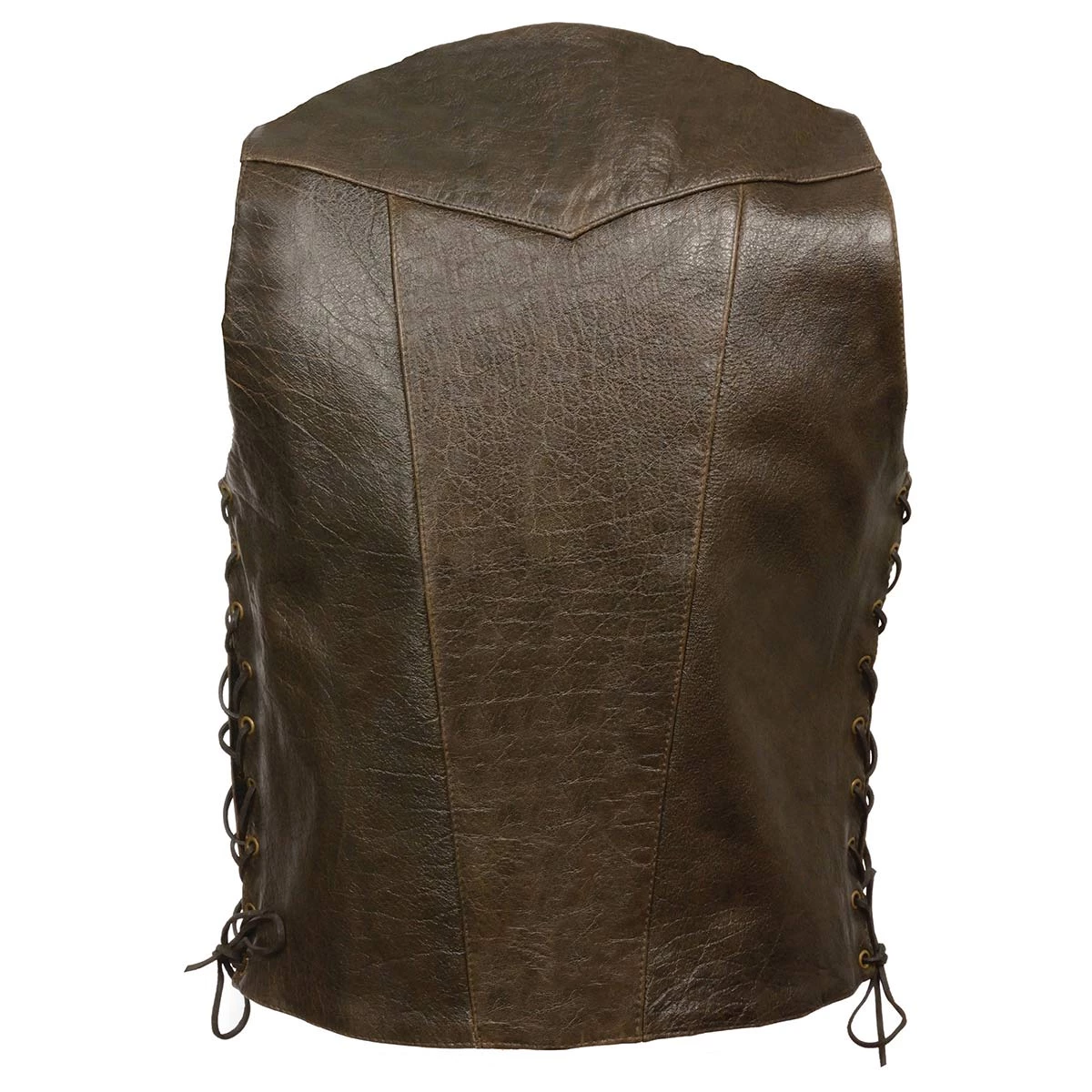 Milwaukee Leather ML1391RT Men's Retrown Brown 10 Pocket Side Lace Leather Vest Motorcycle Vests