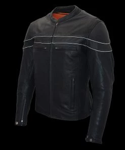 Milwaukee Leather ML1408 Men's Black'Savage' Sporty Crossover Leather Jacket Leather Motorcycle Jackets