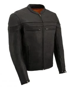 Milwaukee Leather ML1408 Men's Black 'Savage' Sporty Crossover Leather Jacket Leather Motorcycle Jackets