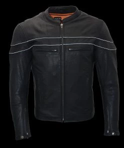 Milwaukee Leather ML1408 Men's Black'Savage' Sporty Crossover Leather Jacket Leather Motorcycle Jackets