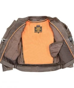 Milwaukee Leather ML1408RT Men's Retro Brown'Savage' Sporty Crossover Retro Leather Jacket Leather Motorcycle Jackets