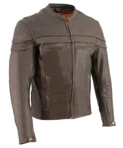 Milwaukee Leather ML1408RT Men's Retro Brown 'Savage' Sporty Crossover Retro Leather Jacket Leather Motorcycle Jackets