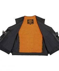 Milwaukee Leather ML1927 Men's Black Leather Motorcycle Vest With Side Buckles