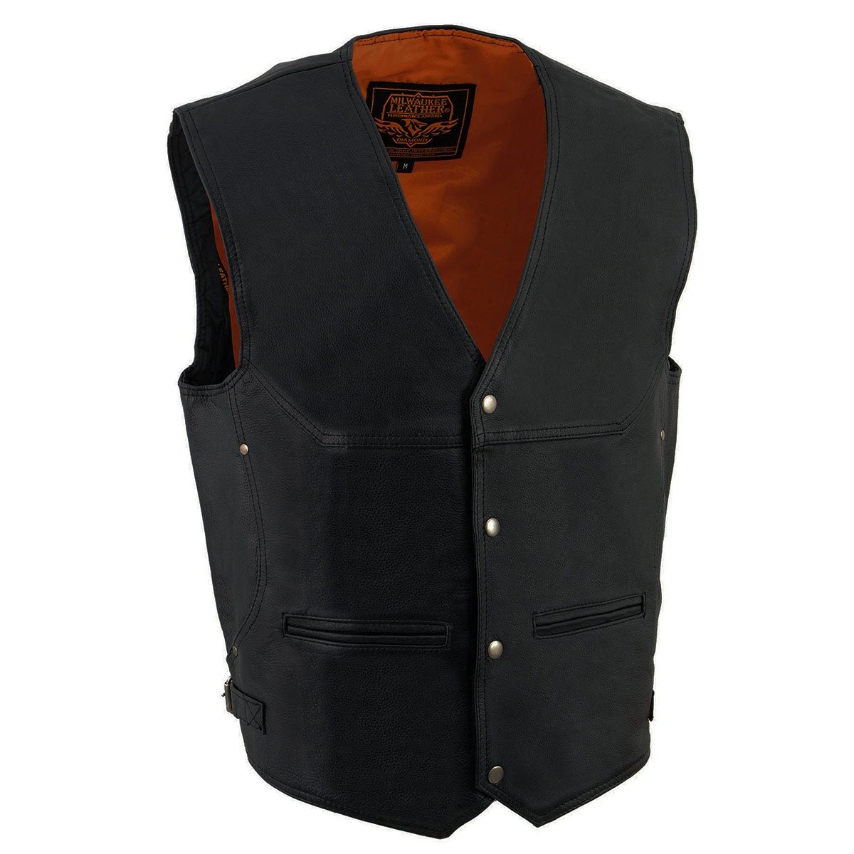 Milwaukee Leather ML1927 Men's Black Leather Motorcycle Vest With Side Buckles