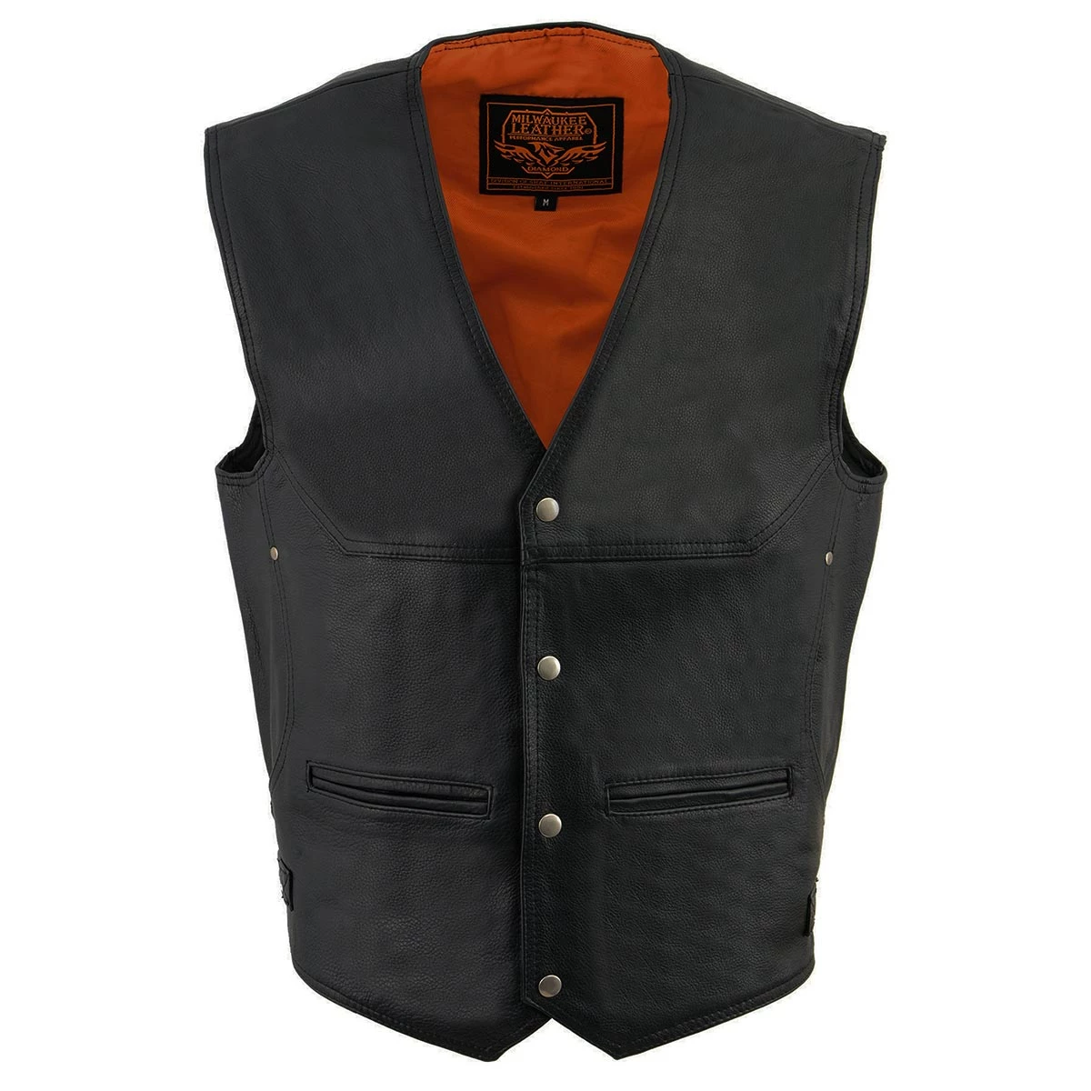 Milwaukee Leather ML1927 Men's Black Leather Motorcycle Vest With Side Buckles
