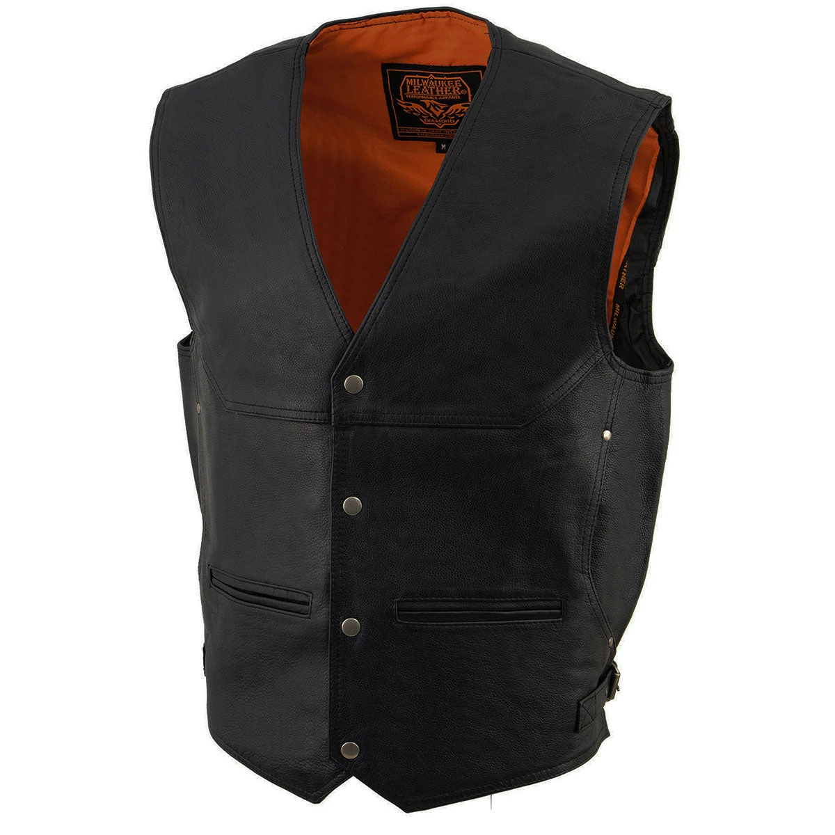 Milwaukee Leather ML1927 Men's Black Leather Motorcycle Vest With Side Buckles