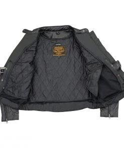 Milwaukee Leather ML1952 Ladies Embroidered Wing And Stud Design Black Leather Scooter Jacket Leather Motorcycle Jackets