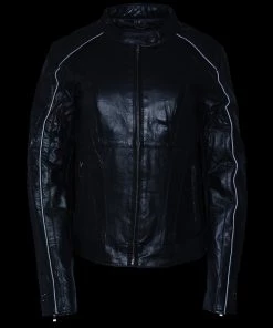 Milwaukee Leather X1952 Ladies Embroidered Wing And Stud Design Black Leather Scooter Jacket Leather Motorcycle Jackets