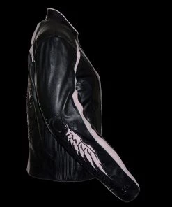 Milwaukee Leather ML1952 Ladies Black And Pink Embroidered And Stud Design Jacket