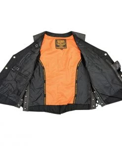 Motorcycle Vests Milwaukee Leather ML2042 Ladies Classic Black Leather Vest With Thin Braid Design