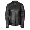 Milwaukee Leather ML2071 Ladies Black Leather Jacket With Fuchsia Butterfly Design