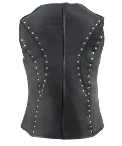 Milwaukee Leather ML2078 Women's Black Leather Vest With Studding Detail Motorcycle Vests
