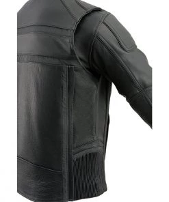 Milwaukee Leather ML2083 Men's Black Vented Reflective Leather Jacket
