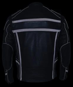 Milwaukee Leather ML2083 Men's Black Vented Reflective Leather Jacket