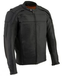 Milwaukee Leather ML2083 Men's Black Vented Reflective Leather Jacket
