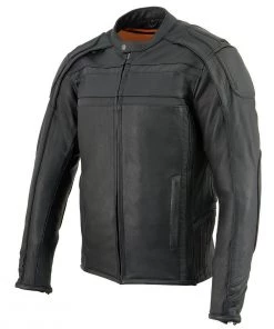 Milwaukee Leather ML2083 Men's Black Vented Reflective Leather Jacket