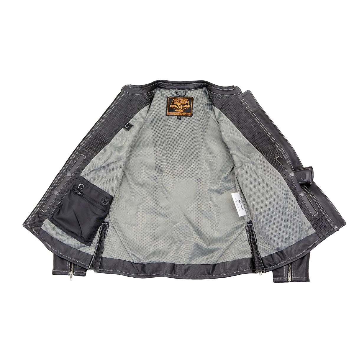 Milwaukee Leather MLL2502 Women's 'Laser Cut' Distressed Black And Grey Scuba Style Racer Jacket