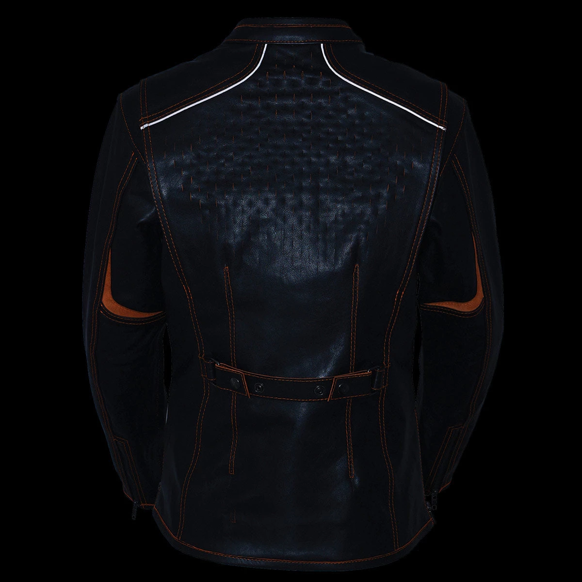 Leather Motorcycle Jackets Milwaukee Leather MLL2502 Ladies 'Laser Cut' Distressed Black And Purple Scuba Style Racer Jacket