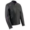 Leather Motorcycle Jackets Milwaukee Leather MLL2502 Ladies 'Laser Cut' Distressed Black And Purple Scuba Style Racer Jacket