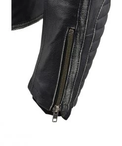 Milwaukee Leather MLL2516 Women's Black Leather Rub Off Jacket With Hoodie Jacket