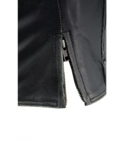 Milwaukee Leather MLL2516 Women's Black Leather Rub Off Jacket With Hoodie Jacket