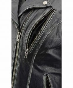 Milwaukee Leather MLL2516 Women's Black Leather Rub Off Jacket With Hoodie Jacket
