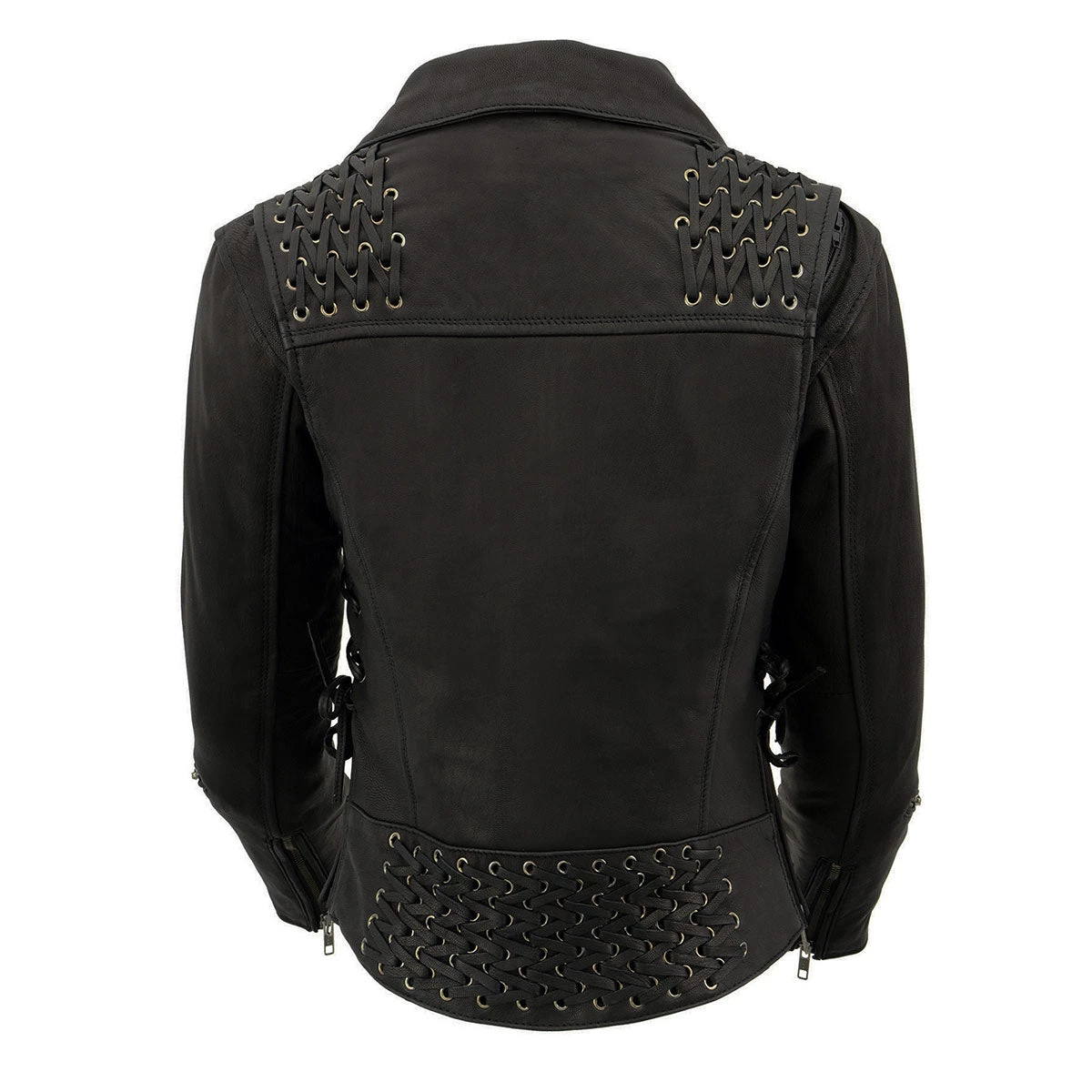 Leather Motorcycle Jackets Milwaukee Leather MLL2525 Women's Black Leather Lightweight Lace To Lace Jacket