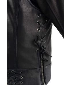 Leather Motorcycle Jackets Milwaukee Leather MLL2525 Women's Black Leather Lightweight Lace To Lace Jacket