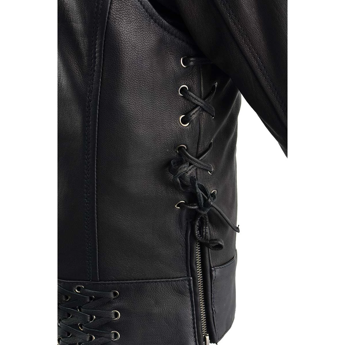 Leather Motorcycle Jackets Milwaukee Leather MLL2525 Women's Black Leather Lightweight Lace To Lace Jacket