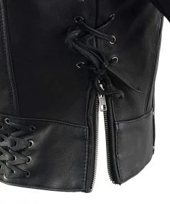 Leather Motorcycle Jackets Milwaukee Leather MLL2525 Women's Black Leather Lightweight Lace To Lace Jacket