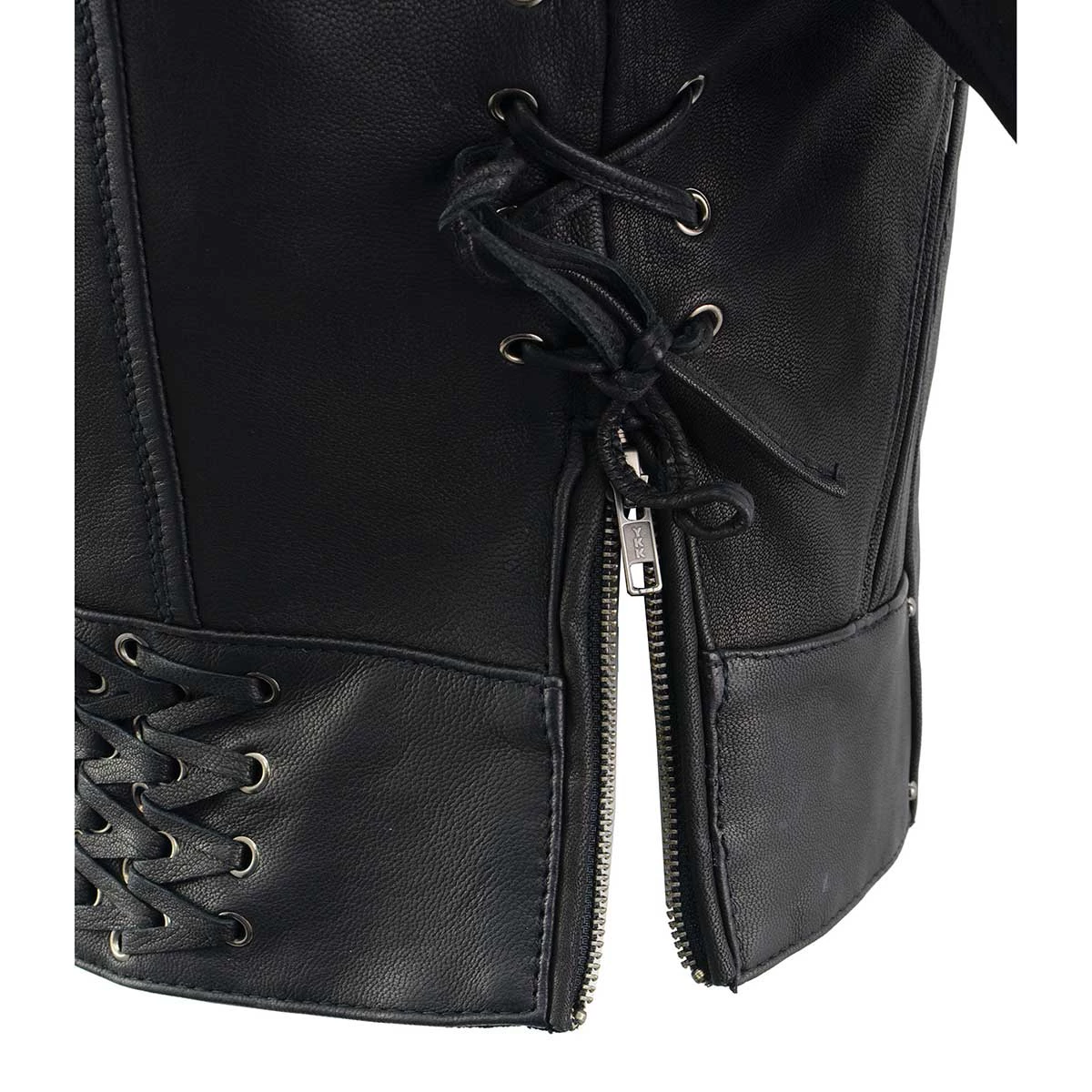 Leather Motorcycle Jackets Milwaukee Leather MLL2525 Women's Black Leather Lightweight Lace To Lace Jacket