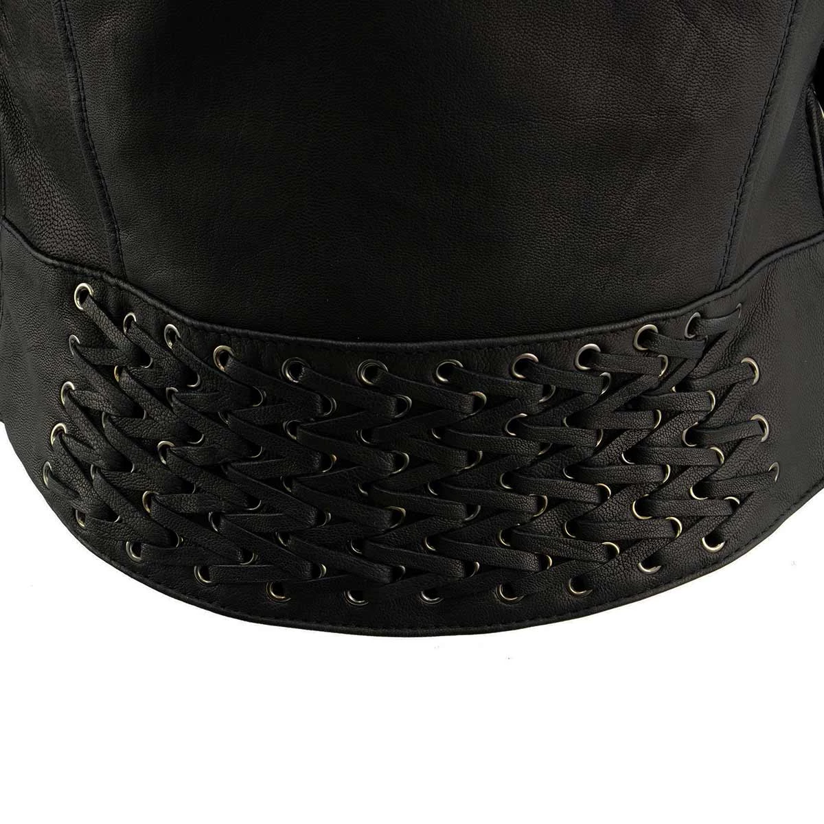 Leather Motorcycle Jackets Milwaukee Leather MLL2525 Women's Black Leather Lightweight Lace To Lace Jacket