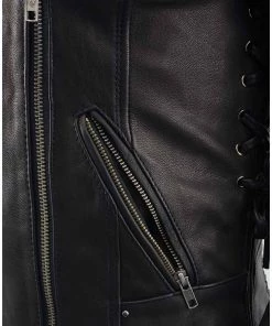 Leather Motorcycle Jackets Milwaukee Leather MLL2525 Women's Black Leather Lightweight Lace To Lace Jacket