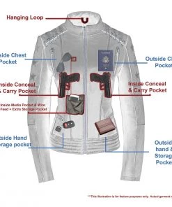 Milwaukee Leather MLL2526 Women's Laced Detail Distressed Grey Leather Jacket Leather Motorcycle Jackets