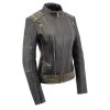 Leather Motorcycle Jackets Milwaukee Leather MLL2527 Women's Laced Detail Distressed Brown Leather Jacket