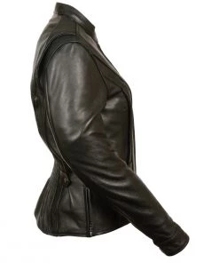 Milwaukee Leather MLL2530 Women's Vented Black Leather Scooter Jacket Leather Motorcycle Jackets