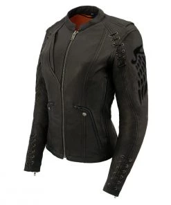 Milwaukee Leather MLL2535 Women's Black Leather Lightweight Scuba Racer Jacket