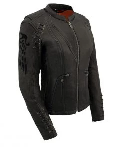 Milwaukee Leather MLL2535 Women's Black Leather Lightweight Scuba Racer Jacket