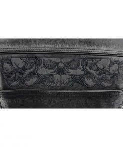 Milwaukee Leather MLL2540 Women's Crossover Black Leather Scooter Jacket Reflective Skull Graphic