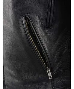 Milwaukee Leather MLL2540 Women's Crossover Black Leather Scooter Jacket Reflective Skull Graphic