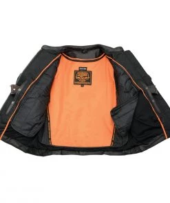 Milwaukee Leather MLL2540 Women's Crossover Black Leather Scooter Jacket Reflective Skull Graphic