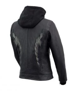Milwaukee Leather MLL2545 Ladies Lightweight Black Leather Jacket With Removable Hoodie