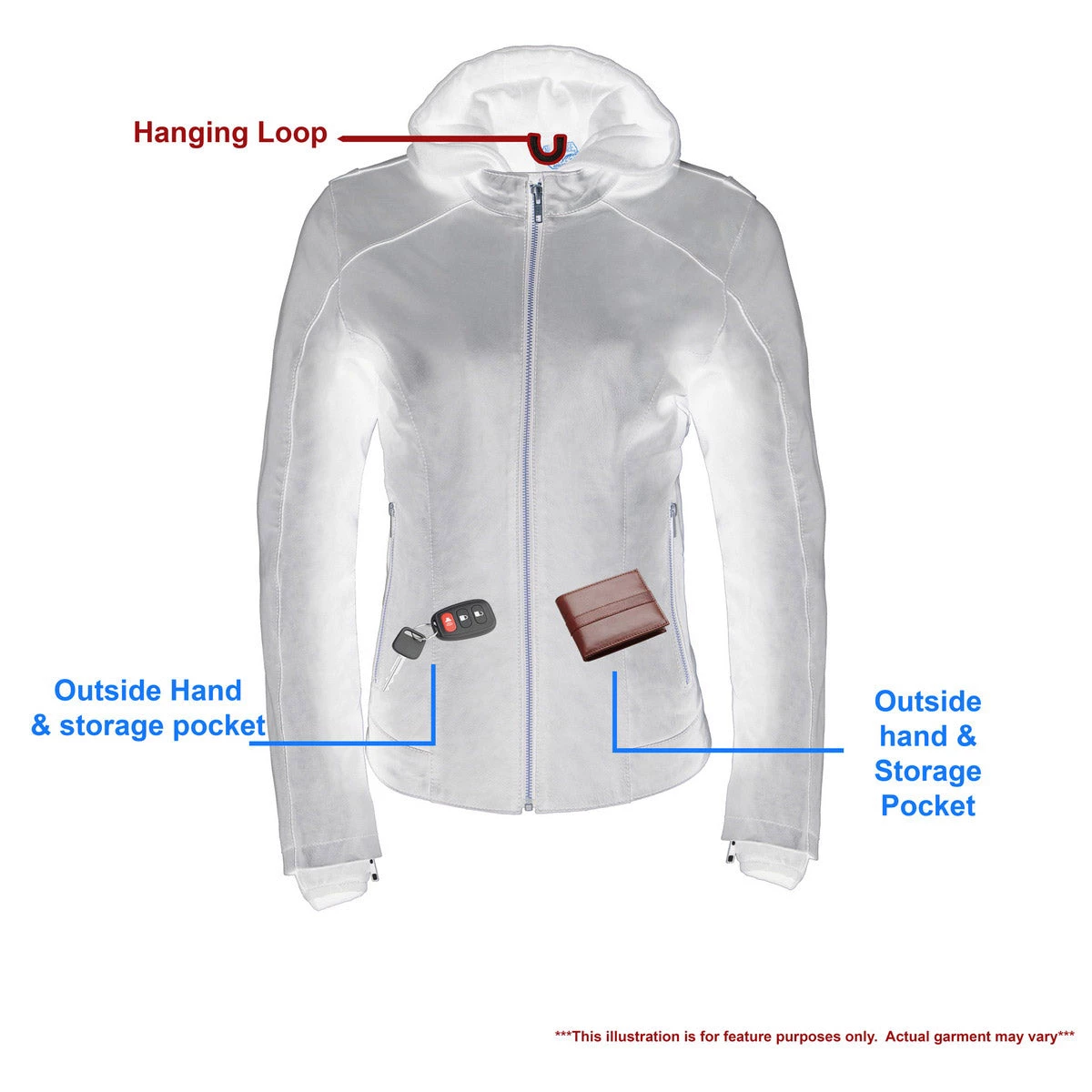 Milwaukee Leather MLL2546 Ladies Purple Winged ‘Scuba’ Leather Jacket With Hoodie Leather Motorcycle Jackets