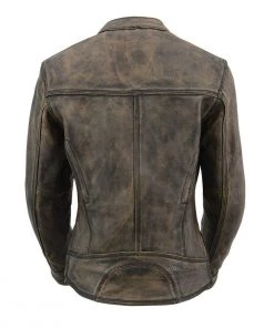Milwaukee Leather MLL2550 Ladies ‘Scooter ‘Distressed Brown Leather Vented Jacket