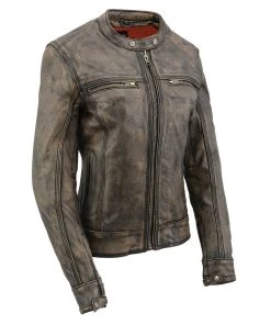 Milwaukee Leather MLL2550 Ladies ‘Scooter ‘Distressed Brown Leather Vented Jacket