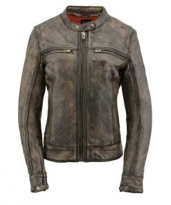 Milwaukee Leather MLL2550 Ladies ‘Scooter ‘Distressed Brown Leather Vented Jacket