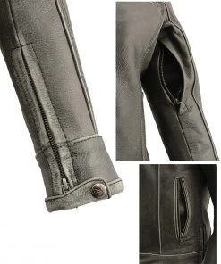 Milwaukee Leather MLL2550 Ladies ‘Scooter ‘Distressed Grey Leather Vented Jacket
