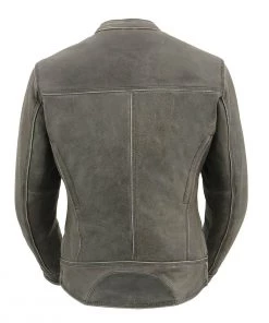 Milwaukee Leather MLL2550 Ladies ‘Scooter ‘Distressed Grey Leather Vented Jacket
