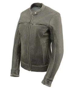 Milwaukee Leather MLL2550 Ladies ‘Scooter ‘Distressed Grey Leather Vented Jacket