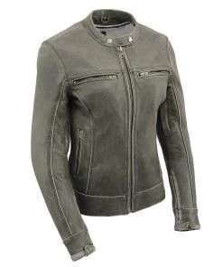 Milwaukee Leather MLL2550 Ladies ‘Scooter ‘Distressed Grey Leather Vented Jacket